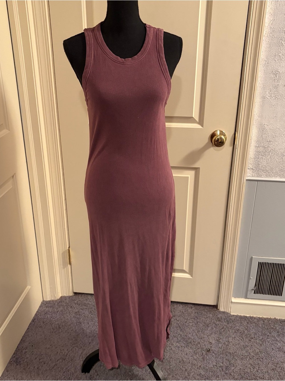 Lucky Brand Sleeveless Ribbed Maxi Dress in Mauve